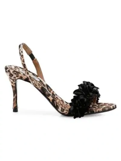 Shop Tabitha Simmons X Johanna Ortiz Embellished Leopard-print Slingback Sandals In Neutral