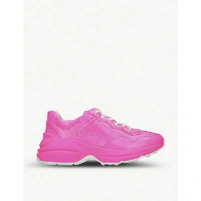 Shop Gucci Rhyton Leather Trainers In Fushia