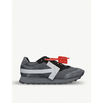 Shop Off-white Arrow Runner Suede And Shell Trainers In Grey/d.cmb