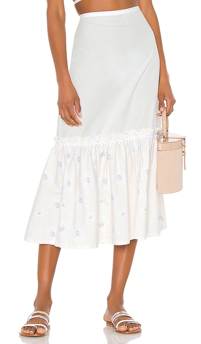 Shop Solid & Striped Peasant Skirt In White Daisy Print Poplin Combo