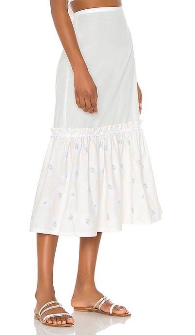 Shop Solid & Striped Peasant Skirt In White Daisy Print Poplin Combo