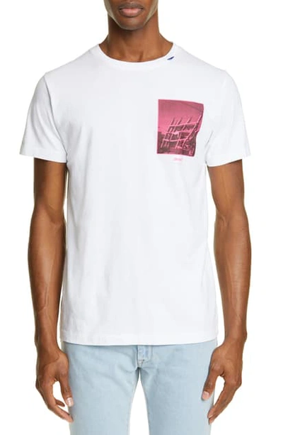 Shop Off-white Slim Fit Halftone Arrow Graphic T-shirt In White Fuchsia