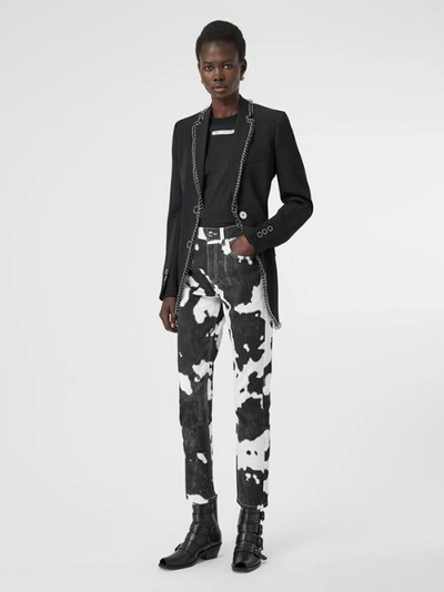 Shop Burberry Straight Fit Cow Print Jeans In Black