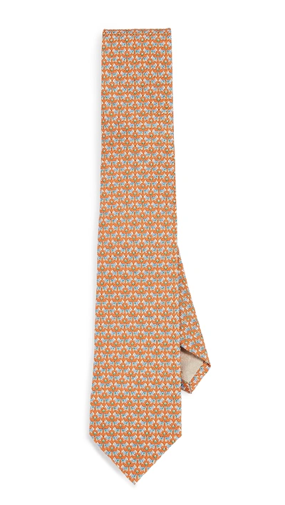 Shop Ferragamo Dog Print Classic Tie In Orange