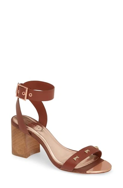 Shop Ted Baker Biah Ankle Strap Sandal In Cocoa Leather