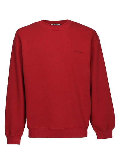 Shop Balenciaga Crewneck Logo Sweater In Red