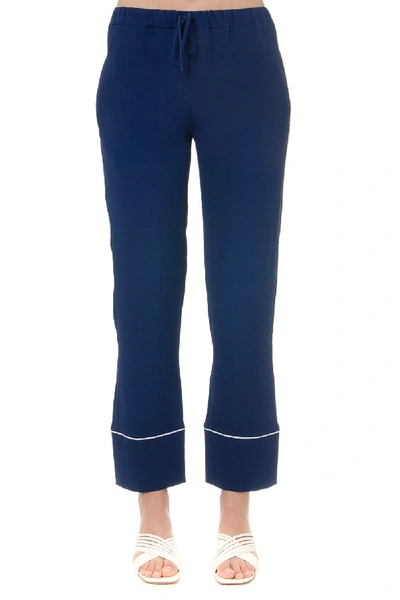 Shop Marni Contrast Trim Trousers In Blue