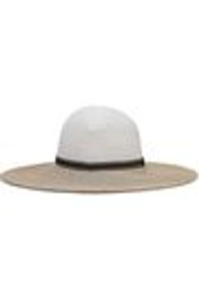 Shop Eugenia Kim Woman Honey Raffia-trimmed Two-tone Woven Straw Sunhat Sand