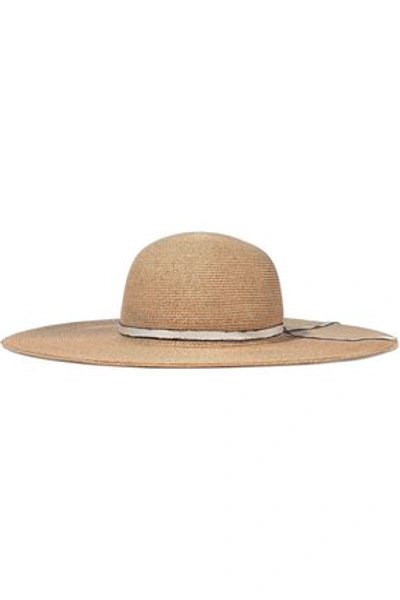 Shop Eugenia Kim Woman Honey Grosgrain-trimmed Woven Paper-blend Sunhat Tan