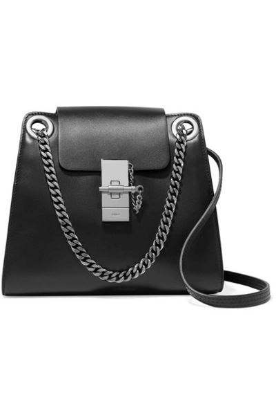 Shop Chloé Annie Mini Leather Shoulder Bag In Black