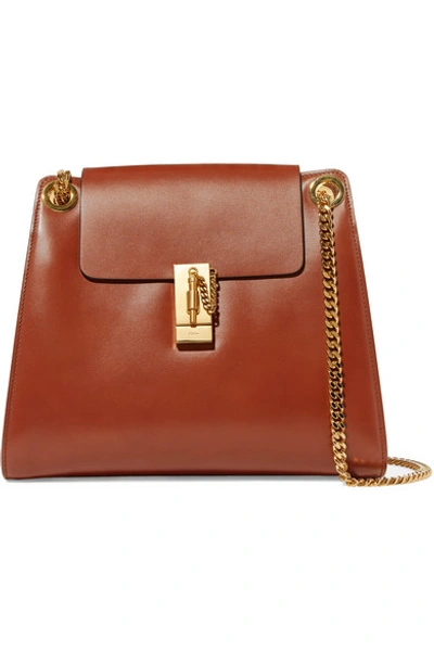 Shop Chloé Annie Leather Shoulder Bag In Brown
