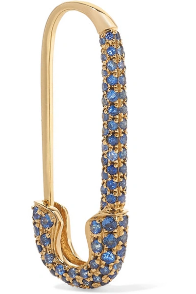 Shop Anita Ko Safety Pin 18-karat Gold Sapphire Earring