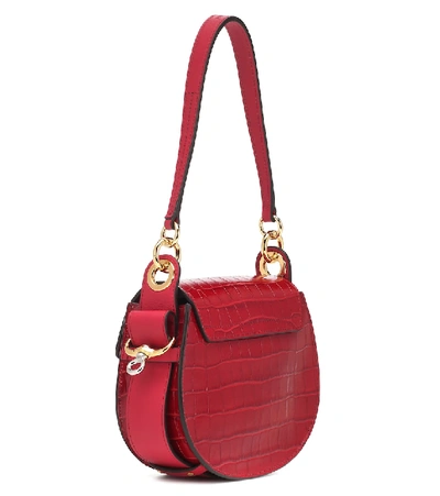 Shop Chloé Tess Small Leather Shoulder Bag In Red