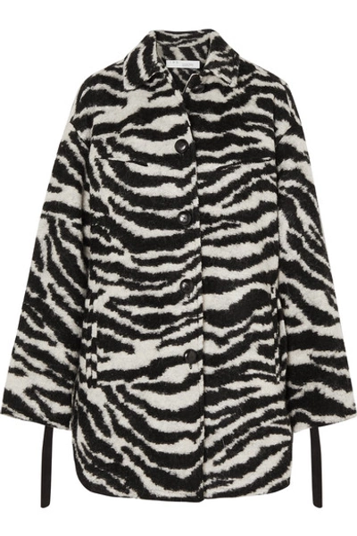 Shop Iro Bera Oversized Zebra-print Brushed-felt Jacket In Black