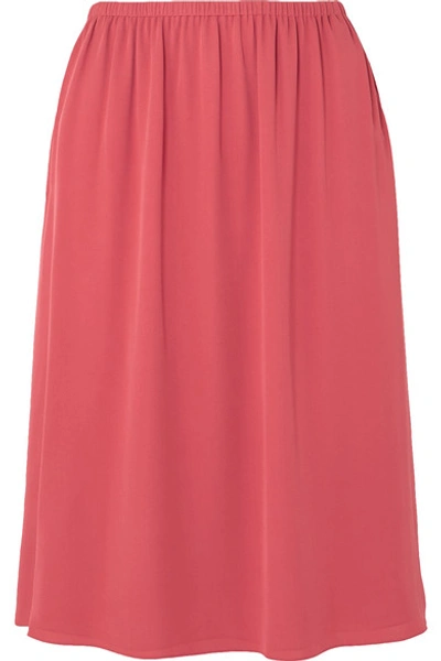 Shop Theory Silk-crepe Skirt In Red