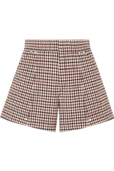 Shop Chloé Checked Wool-blend Shorts In Red