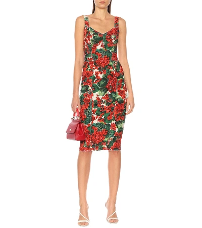 Shop Dolce & Gabbana Floral Cady Bustier Dress In Multicoloured