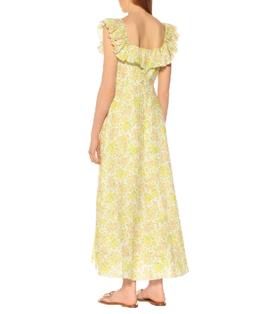 Shop Zimmermann Goldie Printed Linen Maxi Dress In Yellow