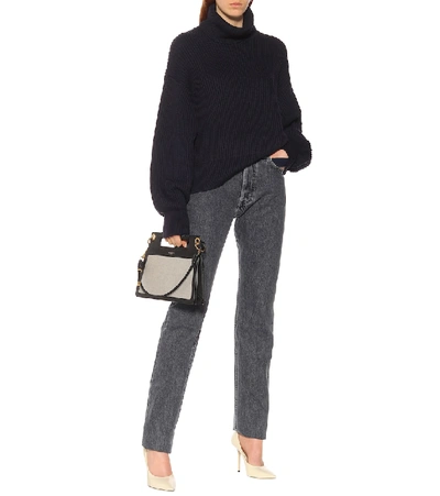 Shop Helmut Lang Wool And Cotton Turtleneck Sweater In Blue