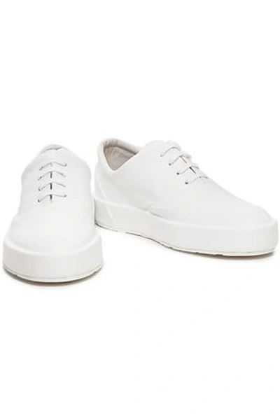 Shop Jil Sander Leather Sneakers In White