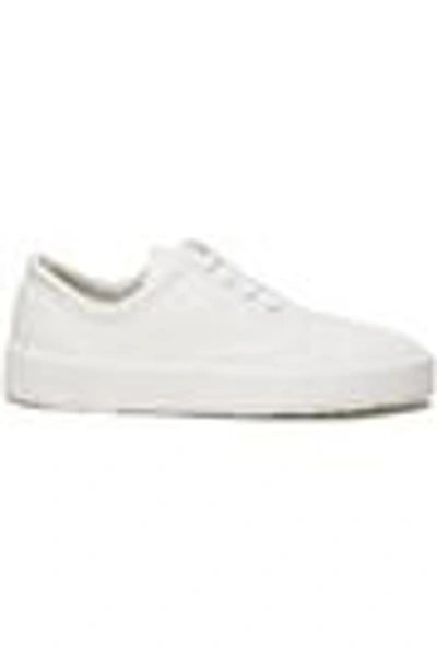 Shop Jil Sander Leather Sneakers In White