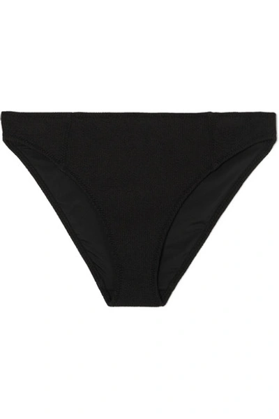 Shop Ganni Seersucker Bikini Briefs In Black