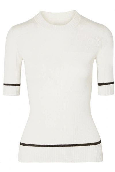 Shop Proenza Schouler Ribbed Silk-blend Sweater In Ivory