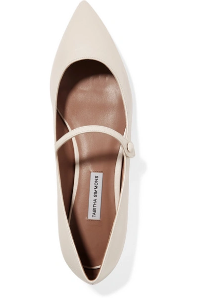 Shop Tabitha Simmons Hermione Leather Point-toe Flats In Ivory