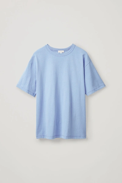 Shop Cos Long Cotton T-shirt In Blue
