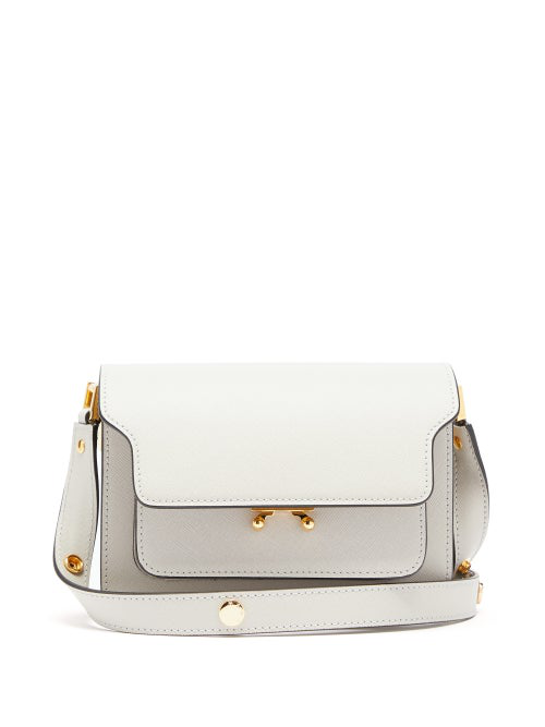 Marni Trunk Mini Leather Cross Body Bag In Light Grey Modesens