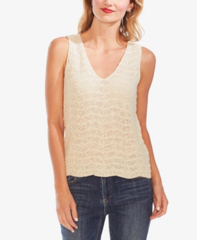 Shop Vince Camuto Wave-stitched Sweater Top In Natural Sand