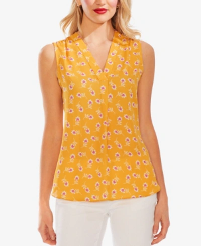 Shop Vince Camuto Printed V-neck Top In Amber Sun
