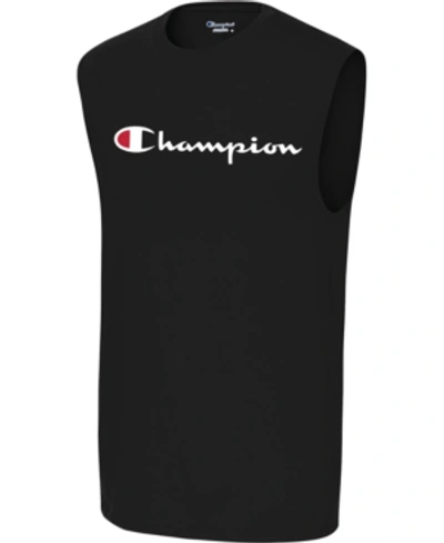 Shop Champion Men's Logo Sleeveless T-shirt In Black