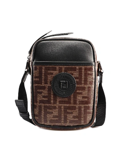 Shop Fendi Small Crossbody In Pz Mogano+nero