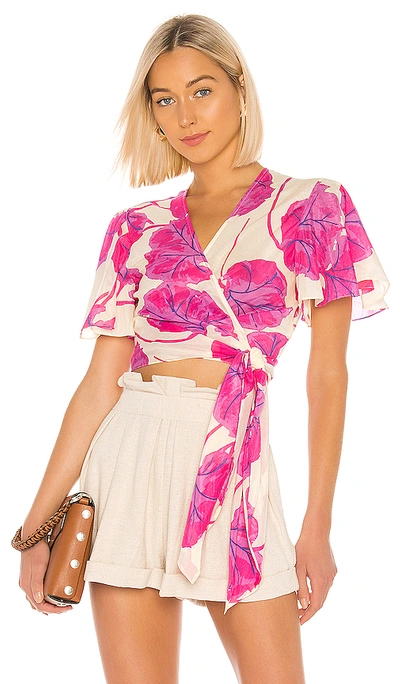 Shop Diane Von Furstenberg Hailey Top In Kimono Leaf & Almond