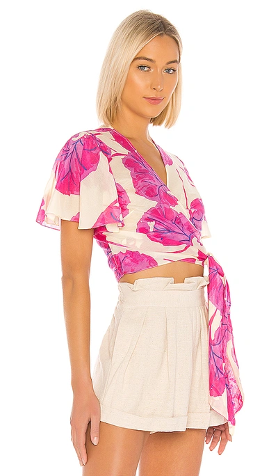 Shop Diane Von Furstenberg Hailey Top In Kimono Leaf & Almond