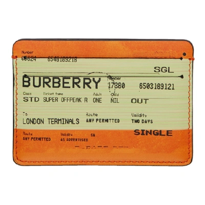 Shop Burberry Orange Print Sandon Card Holder