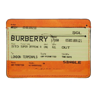 Shop Burberry Orange Print Sandon Card Holder