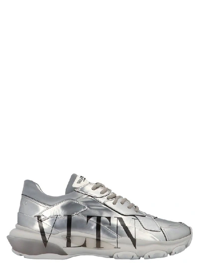 Shop Valentino Bounce Vltn Sneakers In Silver