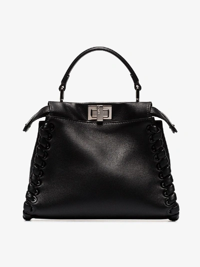 Shop Fendi Mini Peekaboo Tote Bag In Black