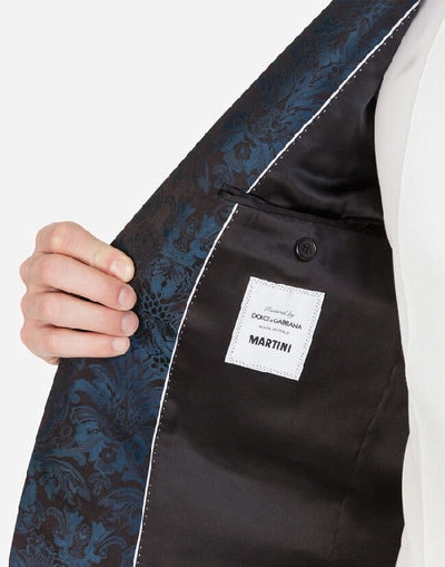 Shop Dolce & Gabbana Silk Jacquard Martini-fit Suit In Blue