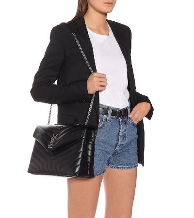 Saint Laurent Loulou Medium Leather Shoulder Bag In Black