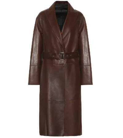 Shop Brunello Cucinelli Leather Coat In Brown