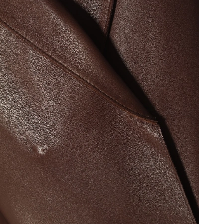 Shop Brunello Cucinelli Leather Coat In Brown