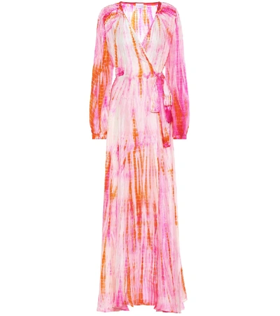 Shop Anna Kosturova Tie-dye Silk Maxi Dress In Pink