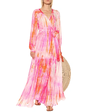 Shop Anna Kosturova Tie-dye Silk Maxi Dress In Pink