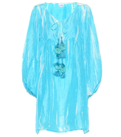 Shop Anna Kosturova Tie-dye Silk Dress In Blue