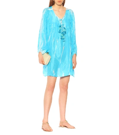 Shop Anna Kosturova Tie-dye Silk Dress In Blue