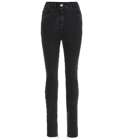 Shop Balmain High-rise Skinny Jeans In Black