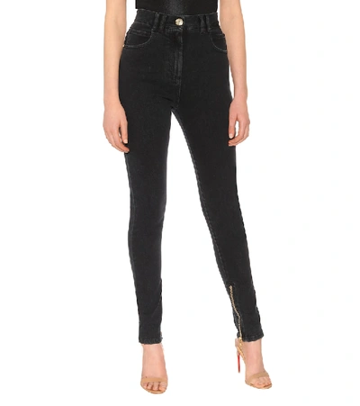 Shop Balmain High-rise Skinny Jeans In Black